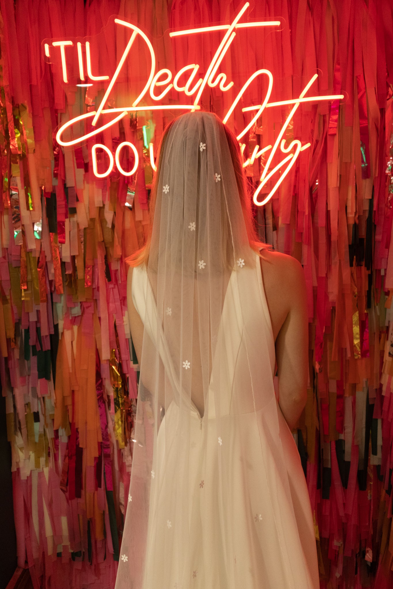 White flower veil - long