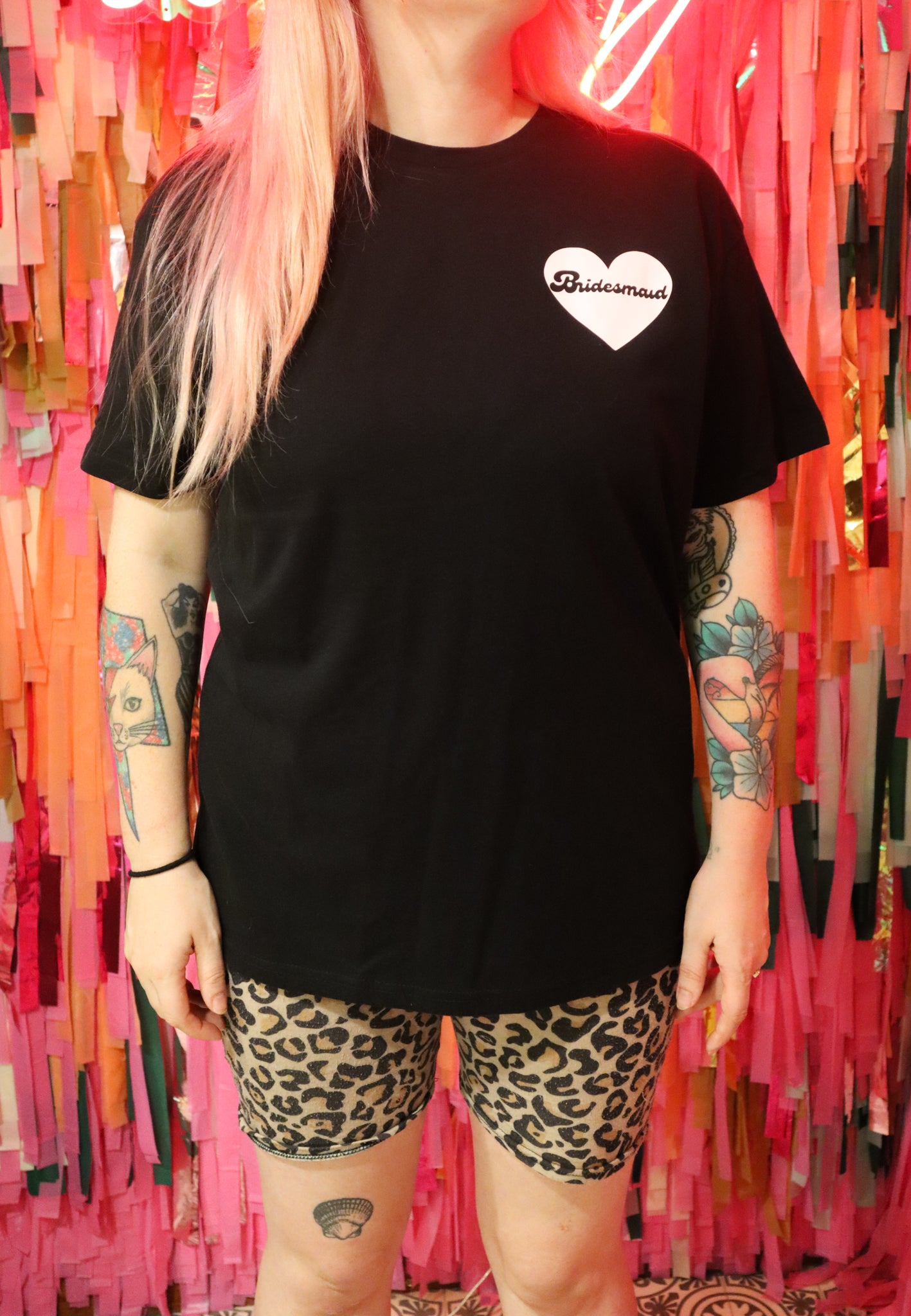 Bridesmaid heart t shirt - black