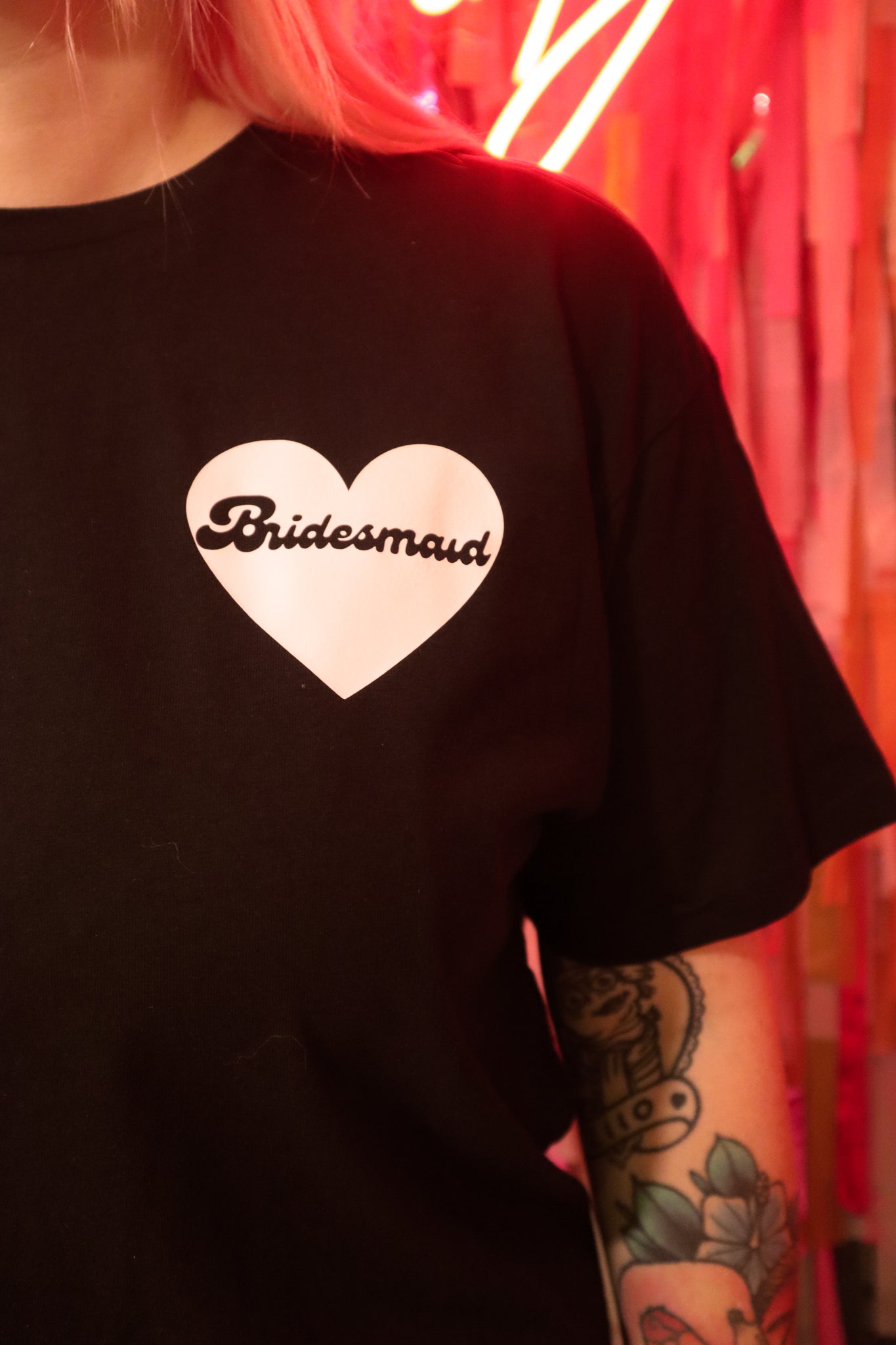 Bridesmaid heart t shirt - black