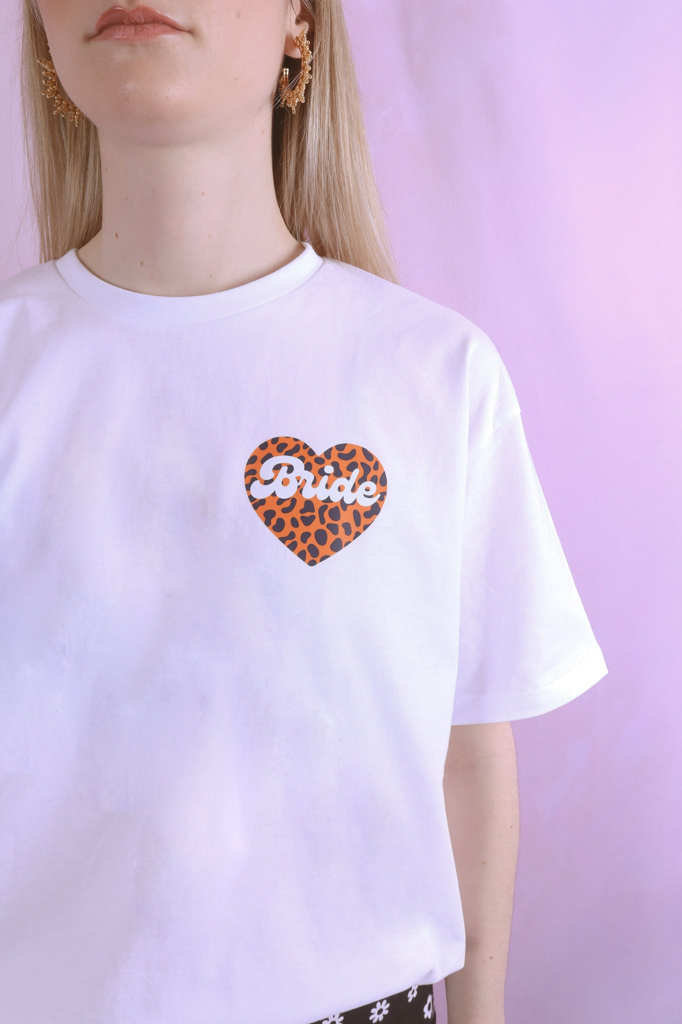 Bride leopard print heart T shirt