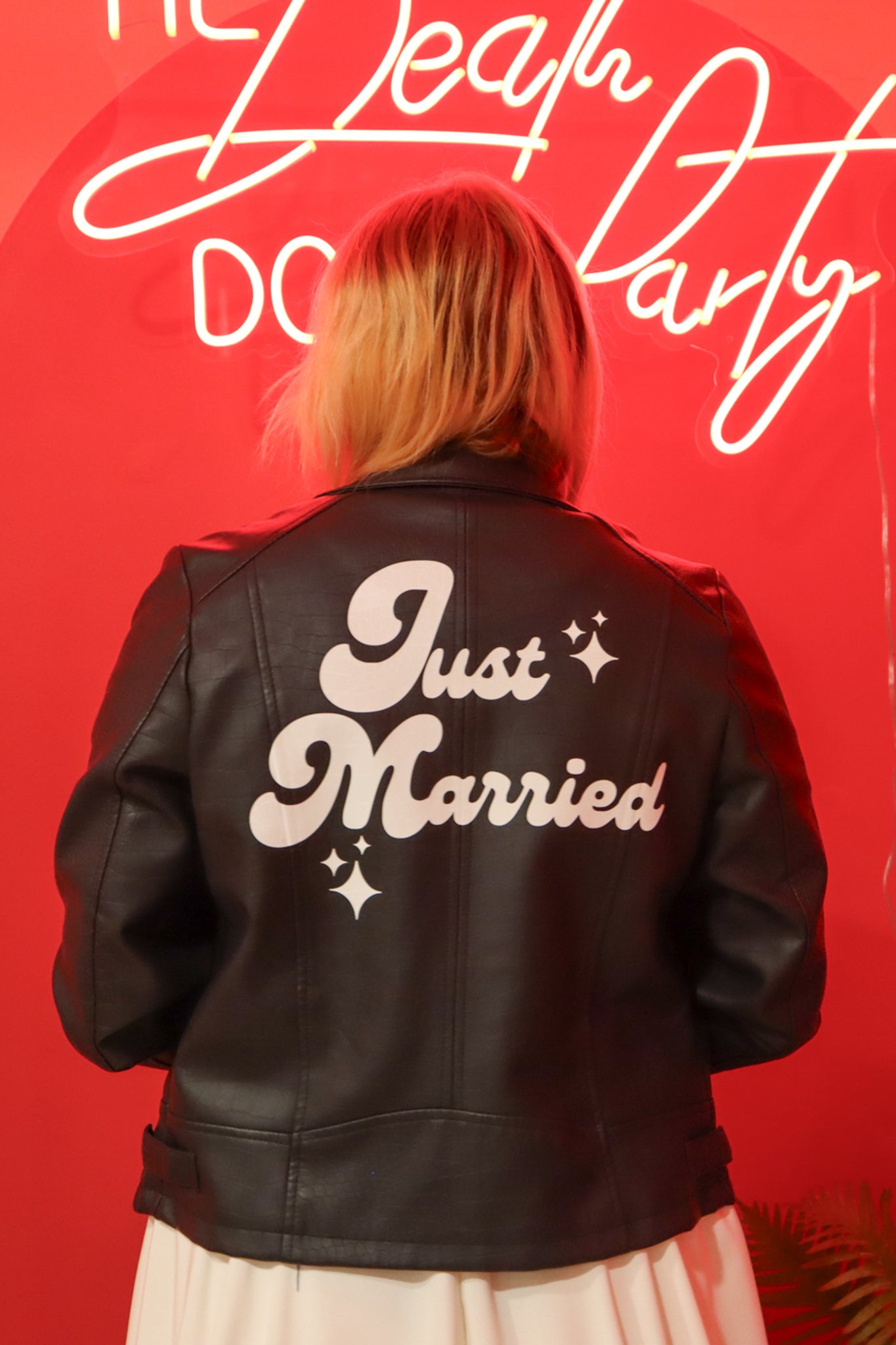 Just Married Faux Leather Jacket - Size 14