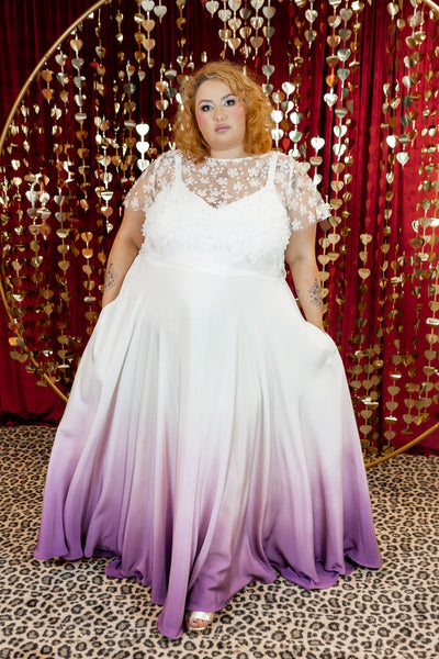 purple dip dye wedding dress 3 Color Dress Dip Dyeing Service