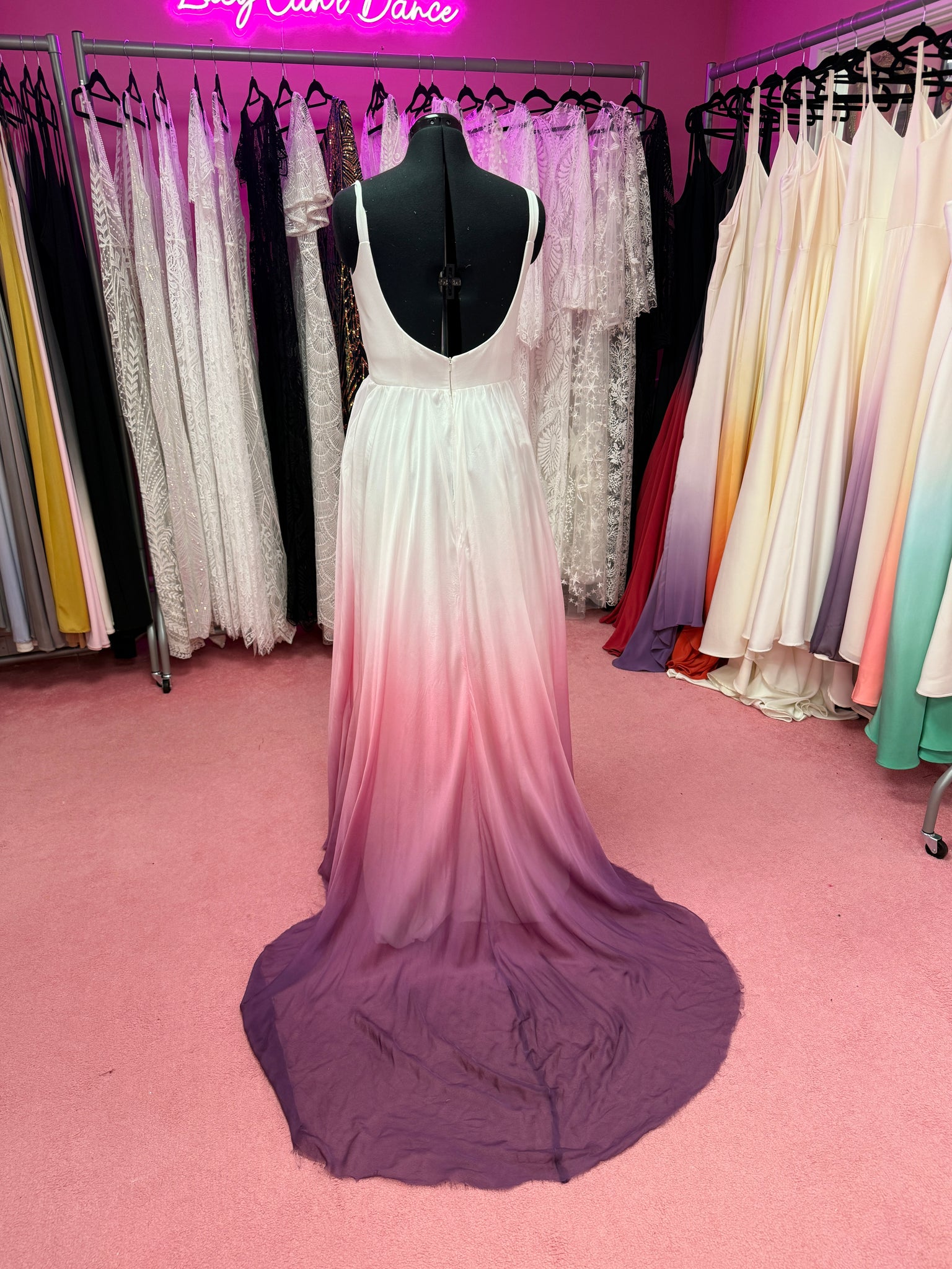 Chiffon pink purple dip dye dress size 12