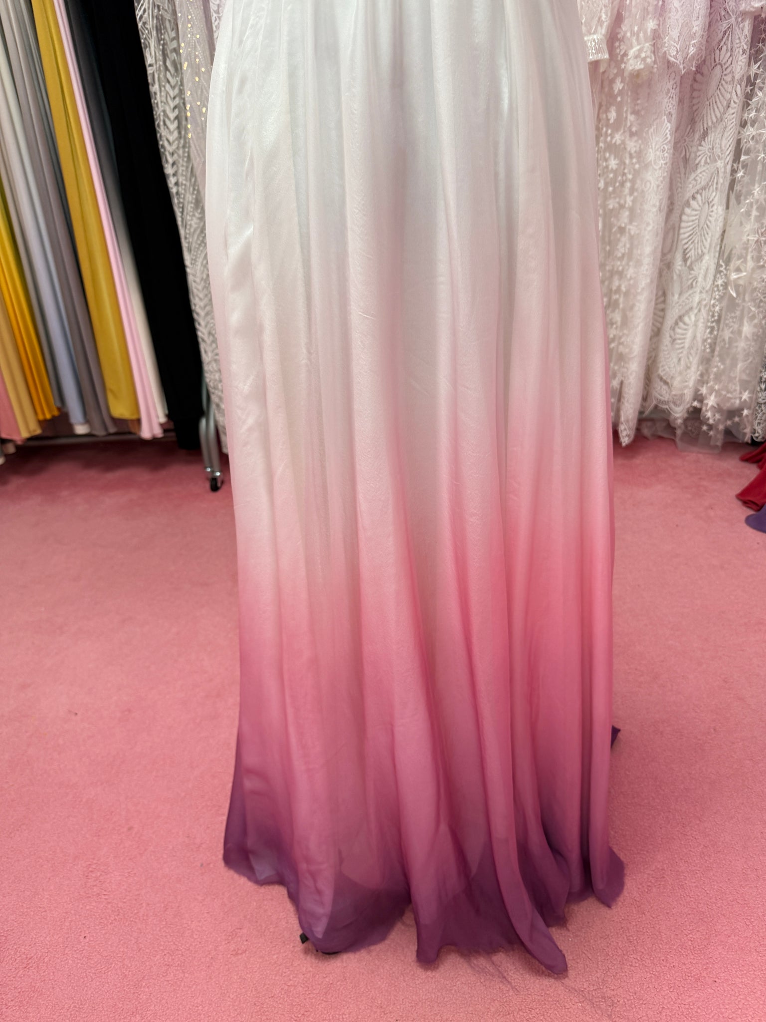 Chiffon pink purple dip dye dress size 12