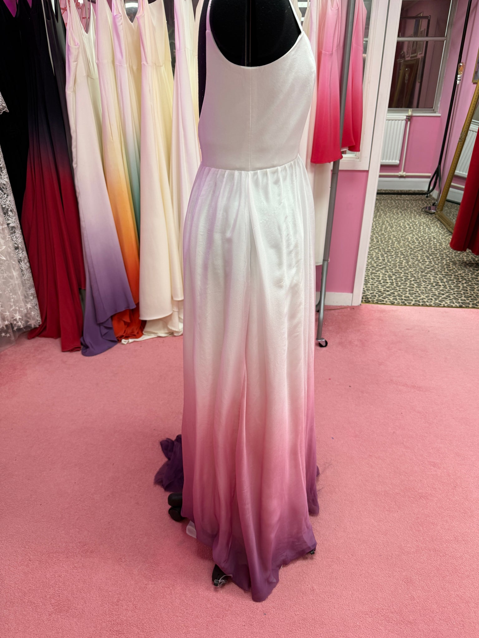 Chiffon pink purple dip dye dress size 12