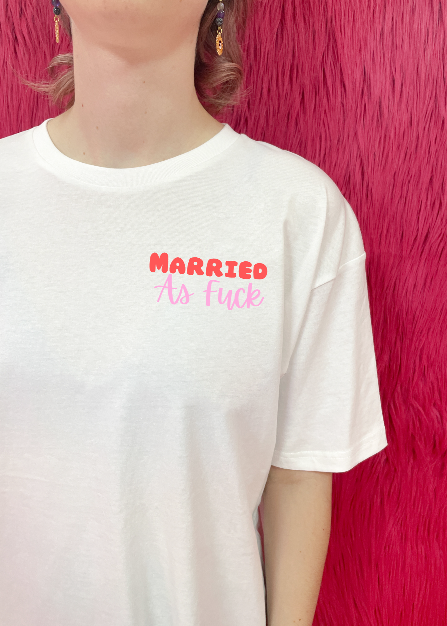 Married as fuck pocket T shirt - red/pink