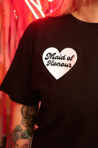 Maid of Honour heart t shirt - black