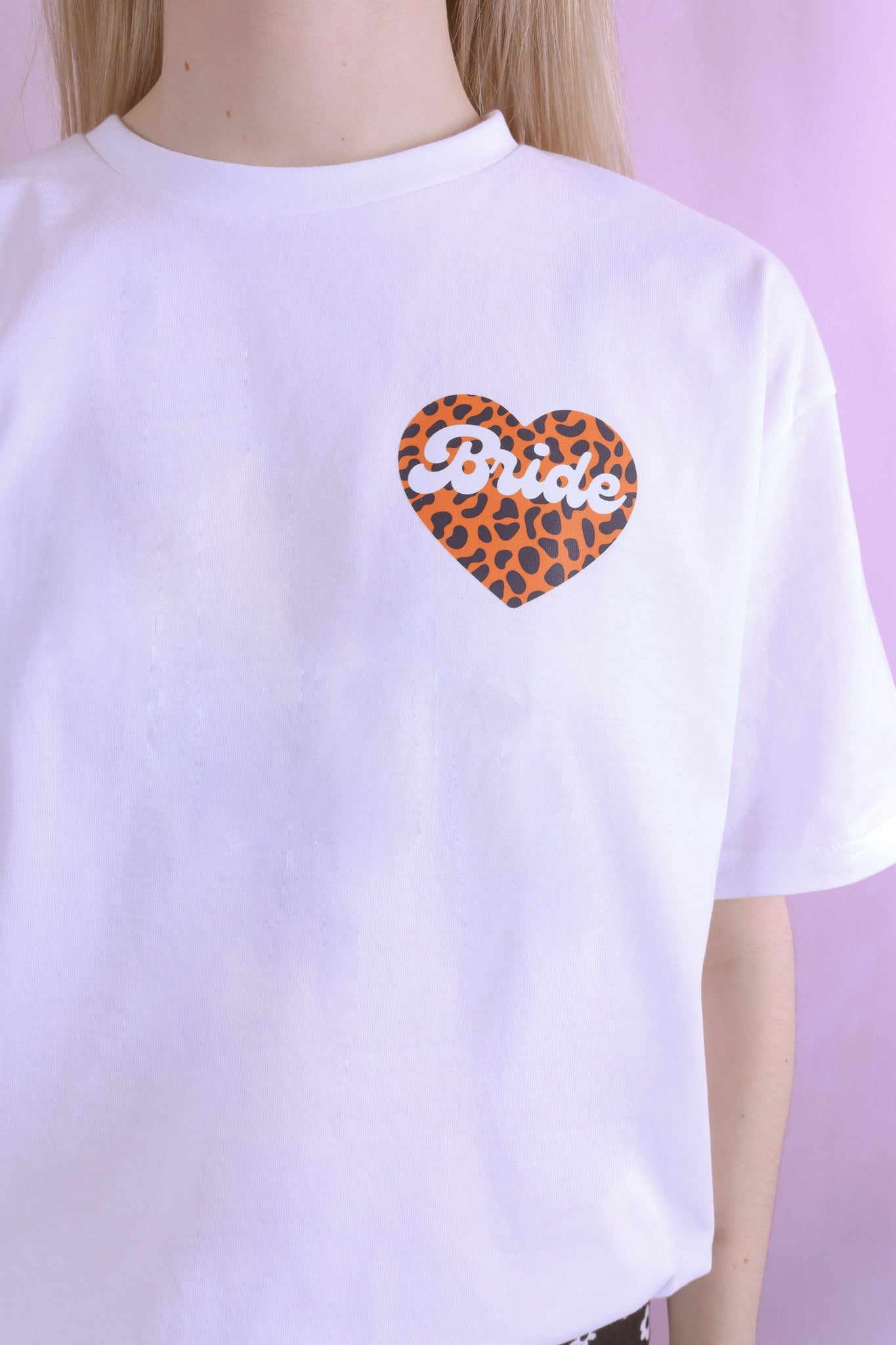 Bride leopard print heart T shirt