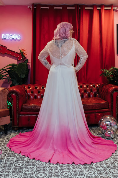 pink dip dyed wedding dress 25 Ombre Wedding Dresses That Impress