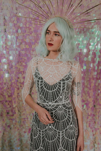 Great Gatsby inspired lace wedding dress with a black slip dress - Gallery